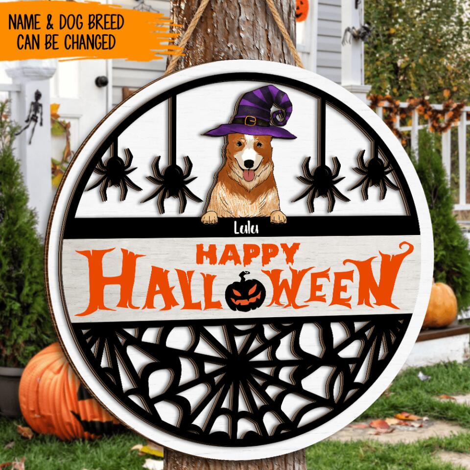 Happy Halloween, Gift For Dog Lover - Personalized 2 layer Sign