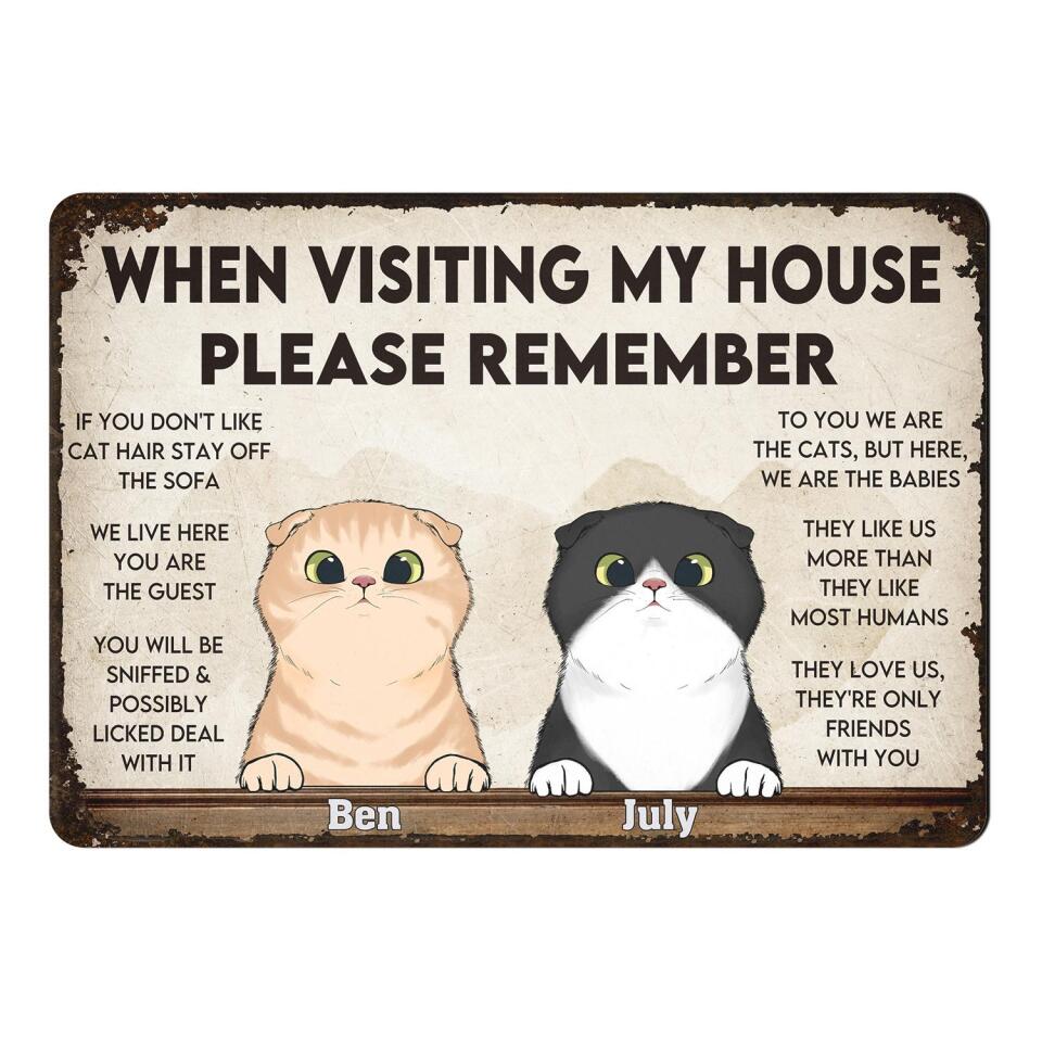 When Visiting My House - Personalized Metal Sign, Customized Funny Cat Sign