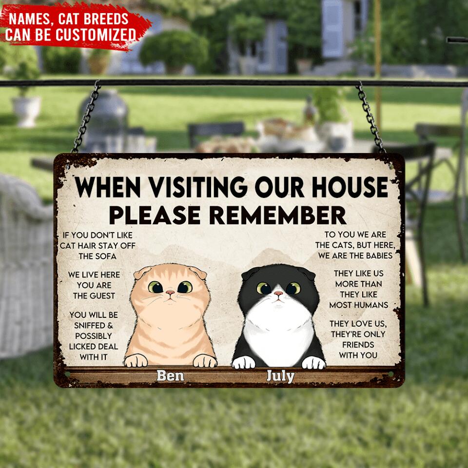 When Visiting My House - Personalized Metal Sign, Customized Funny Cat Sign