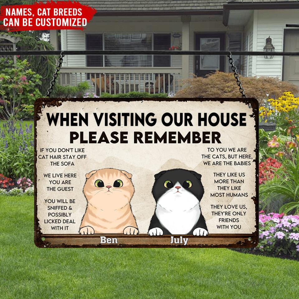 When Visiting My House - Personalized Metal Sign, Customized Funny Cat Sign