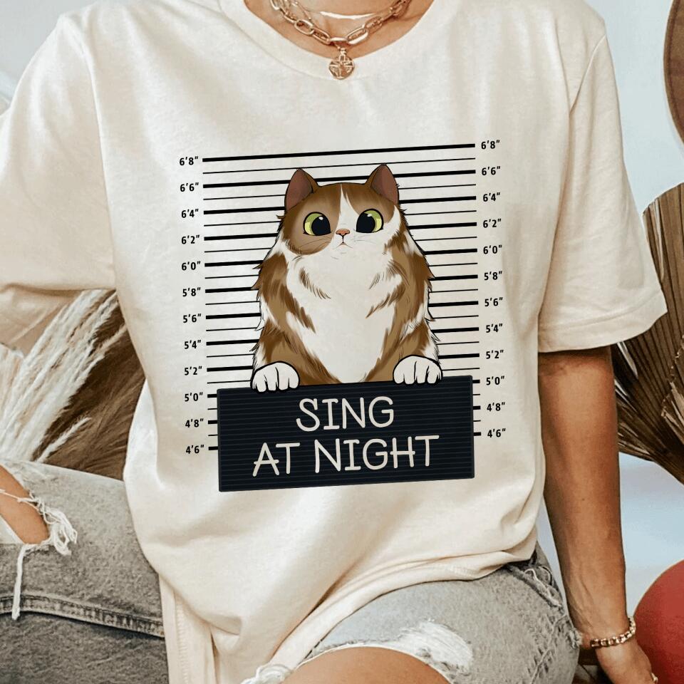 Sing At Night Custom T-shirt For Cat Lovers