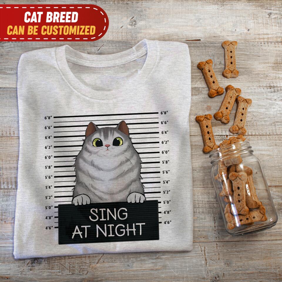 Sing At Night Custom T-shirt For Cat Lovers
