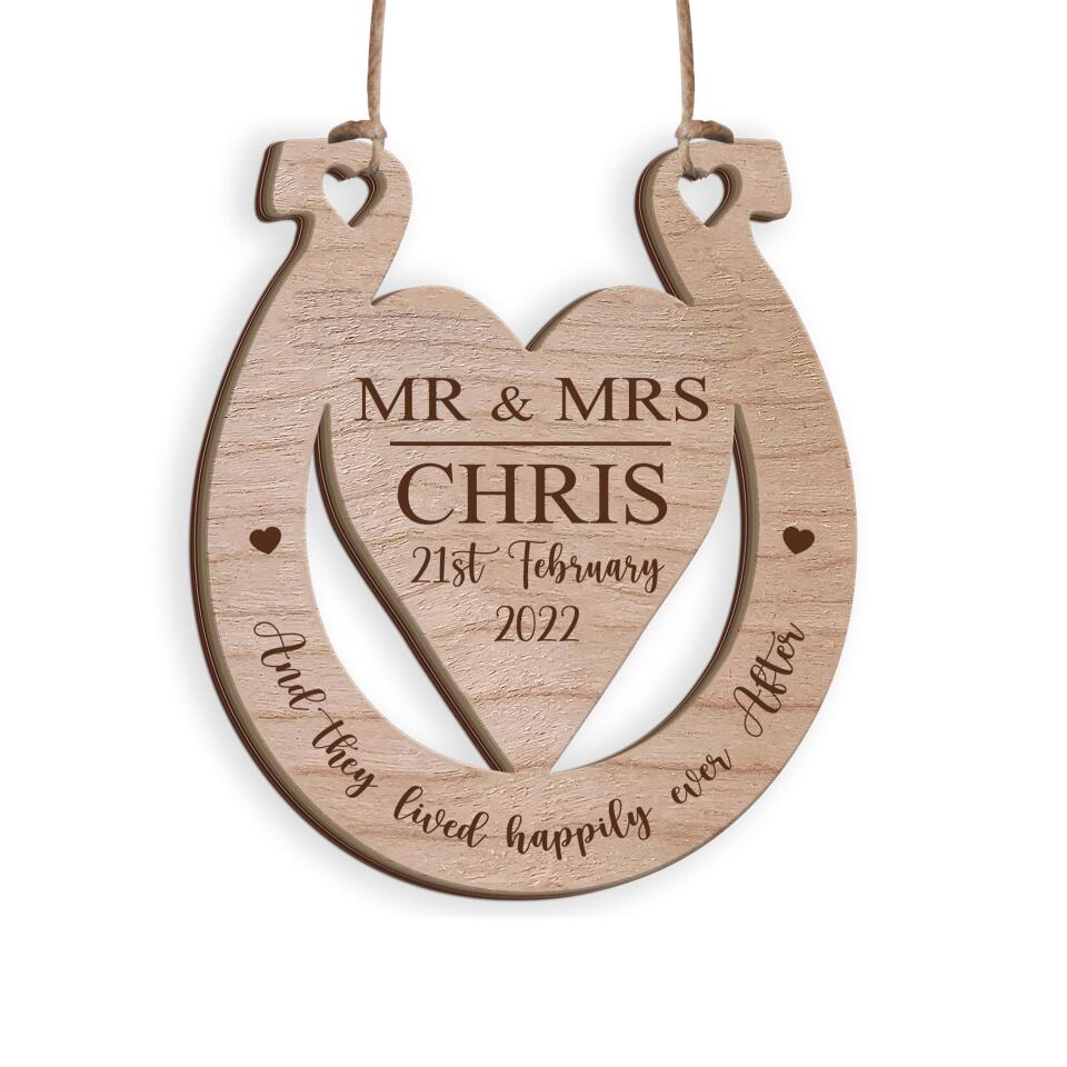 Happily Ever After - Personalised Wooden Ornament, Horseshoe Gift