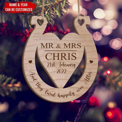 Happily Ever After - Personalised Wooden Ornament, Horseshoe Gift