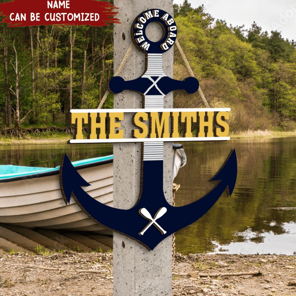 Welcome Aboard Personalized Boat Wooden Sign | Custom Sailing Nautical Gift | Lake House Decor