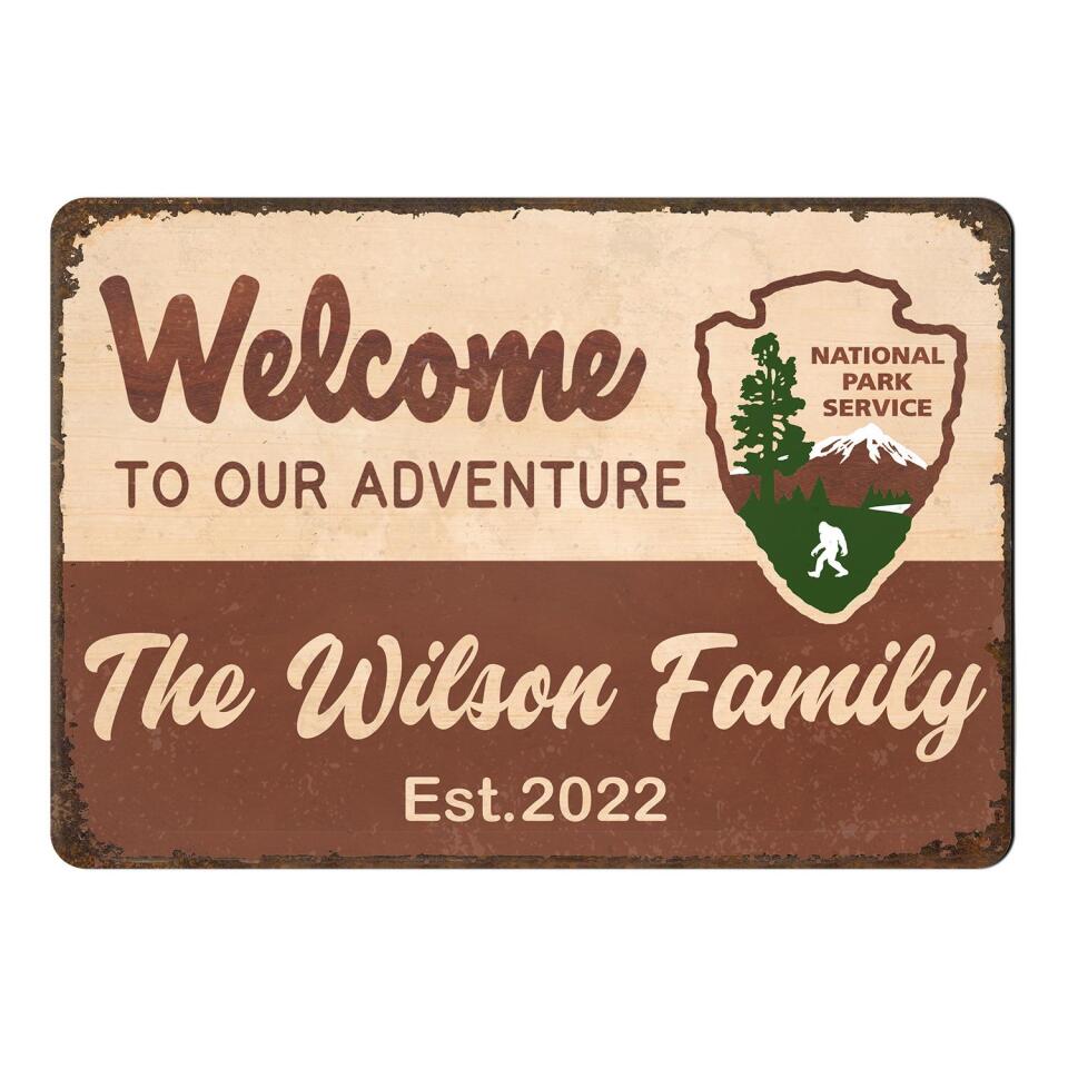 Welcome To Our Adventure - Personalized Metal Sign