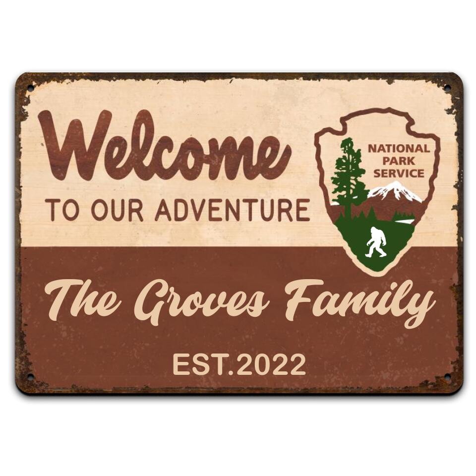 Welcome To Our Adventure - Personalized Metal Sign