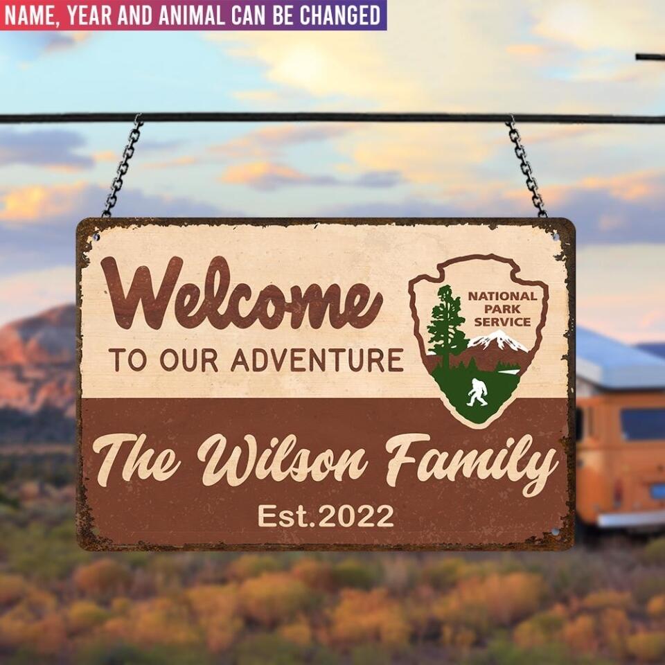 Welcome To Our Adventure - Personalized Metal Sign