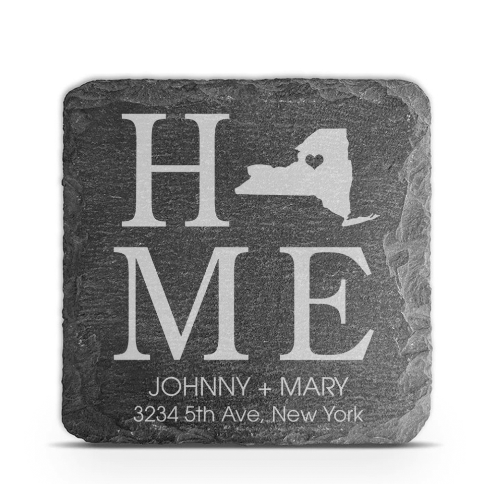 House Warming Gift Custom Slate Coaster | Personalized Slate Coasters | Custom Wedding Coasters | Real Estate Closing| Housewarming Gifts