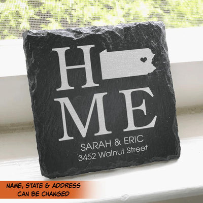 House Warming Gift Custom Slate Coaster | Personalized Slate Coasters | Custom Wedding Coasters | Real Estate Closing| Housewarming Gifts
