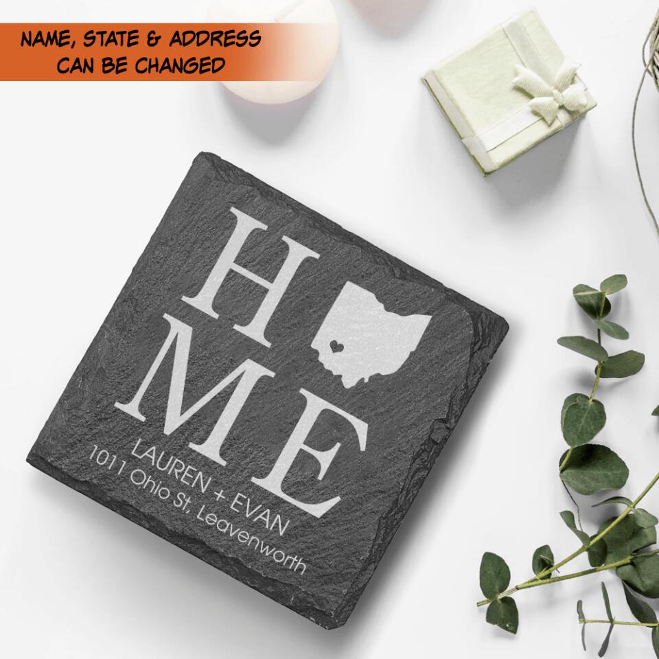 House Warming Gift Custom Slate Coaster | Personalized Slate Coasters | Custom Wedding Coasters | Real Estate Closing| Housewarming Gifts
