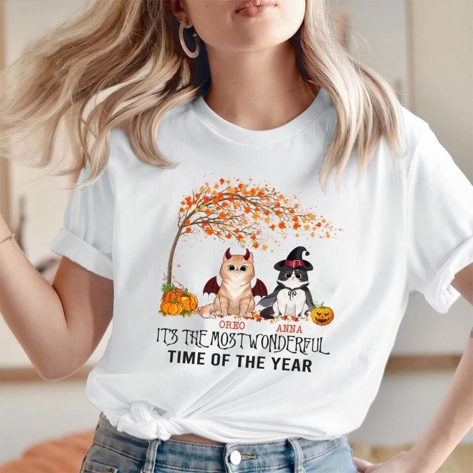 It's The Most Wonderful Time Of The Year - Personalized Halloween T-shirt, Gift For Cat Lovers