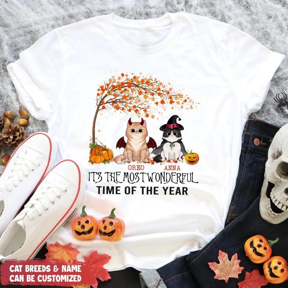 It's The Most Wonderful Time Of The Year - Personalized Halloween T-shirt, Gift For Cat Lovers