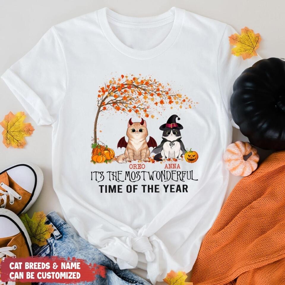 It's The Most Wonderful Time Of The Year - Personalized Halloween T-shirt, Gift For Cat Lovers