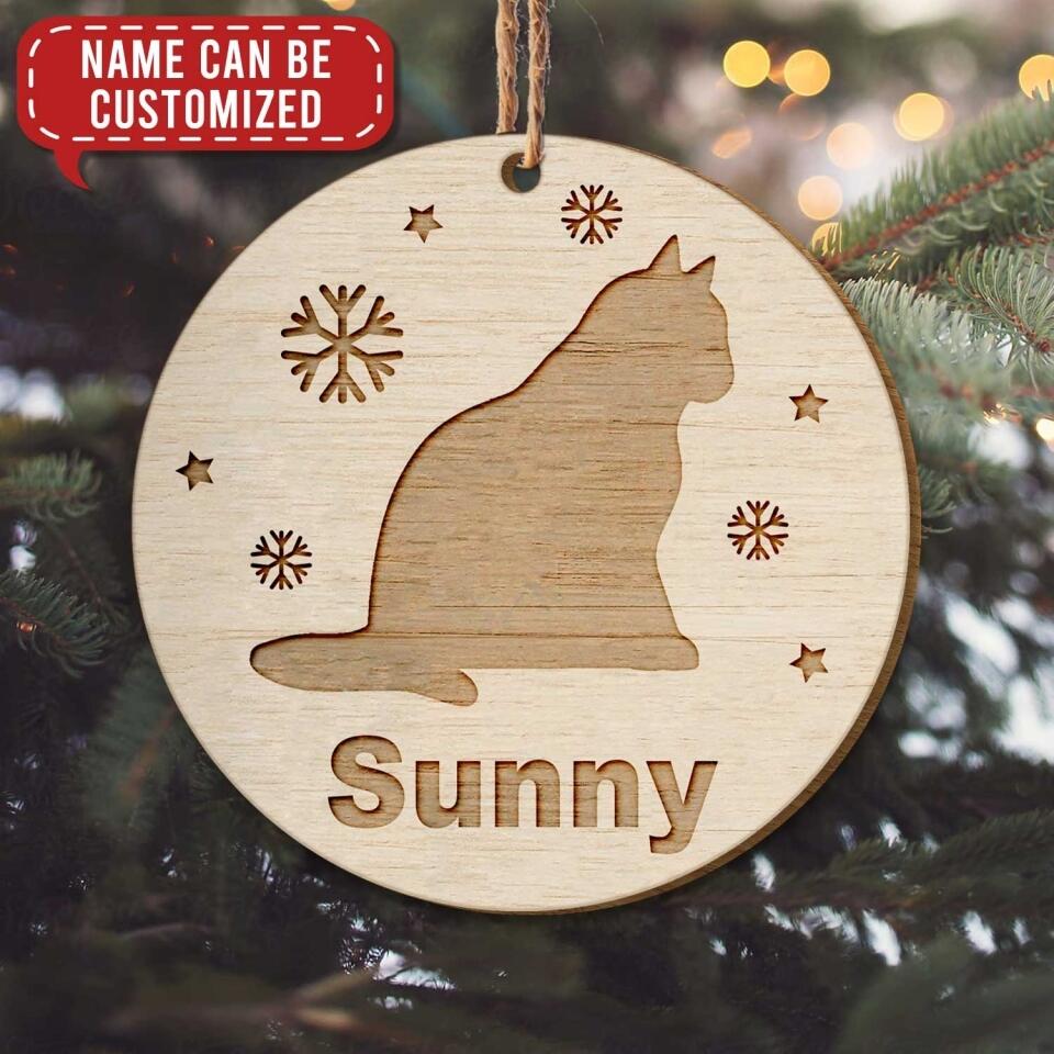 Personalized Cat Ornament, Christmas Cat Ornament, Christmas Tree Decoration, Custom Cat Shape, Cat Name Engraved, Cat Breed