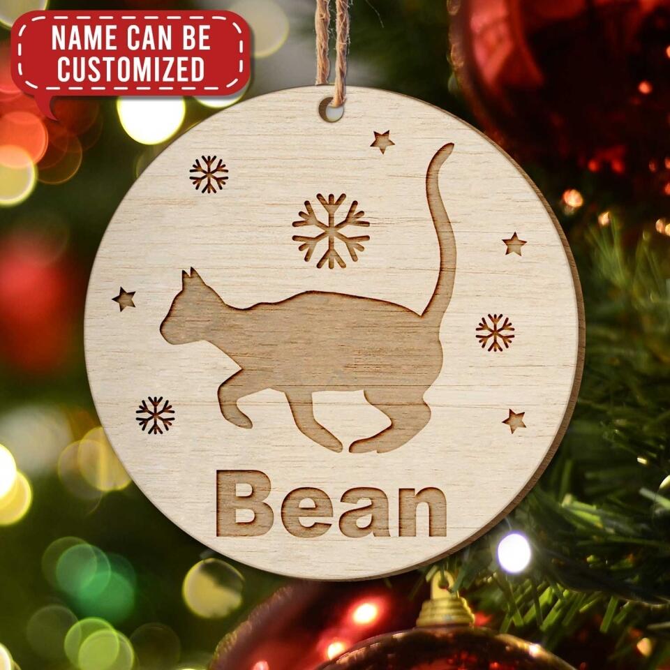 Personalized Cat Ornament, Christmas Cat Ornament, Christmas Tree Decoration, Custom Cat Shape, Cat Name Engraved, Cat Breed