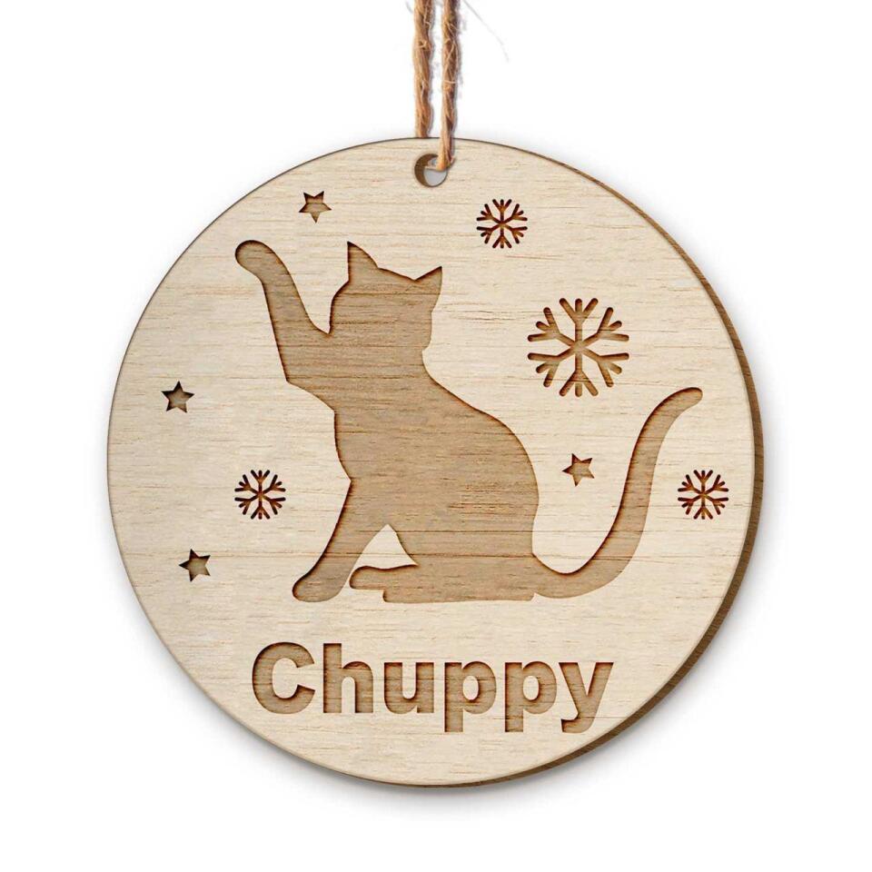 Personalized Cat Ornament, Christmas Cat Ornament, Christmas Tree Decoration, Custom Cat Shape, Cat Name Engraved, Cat Breed
