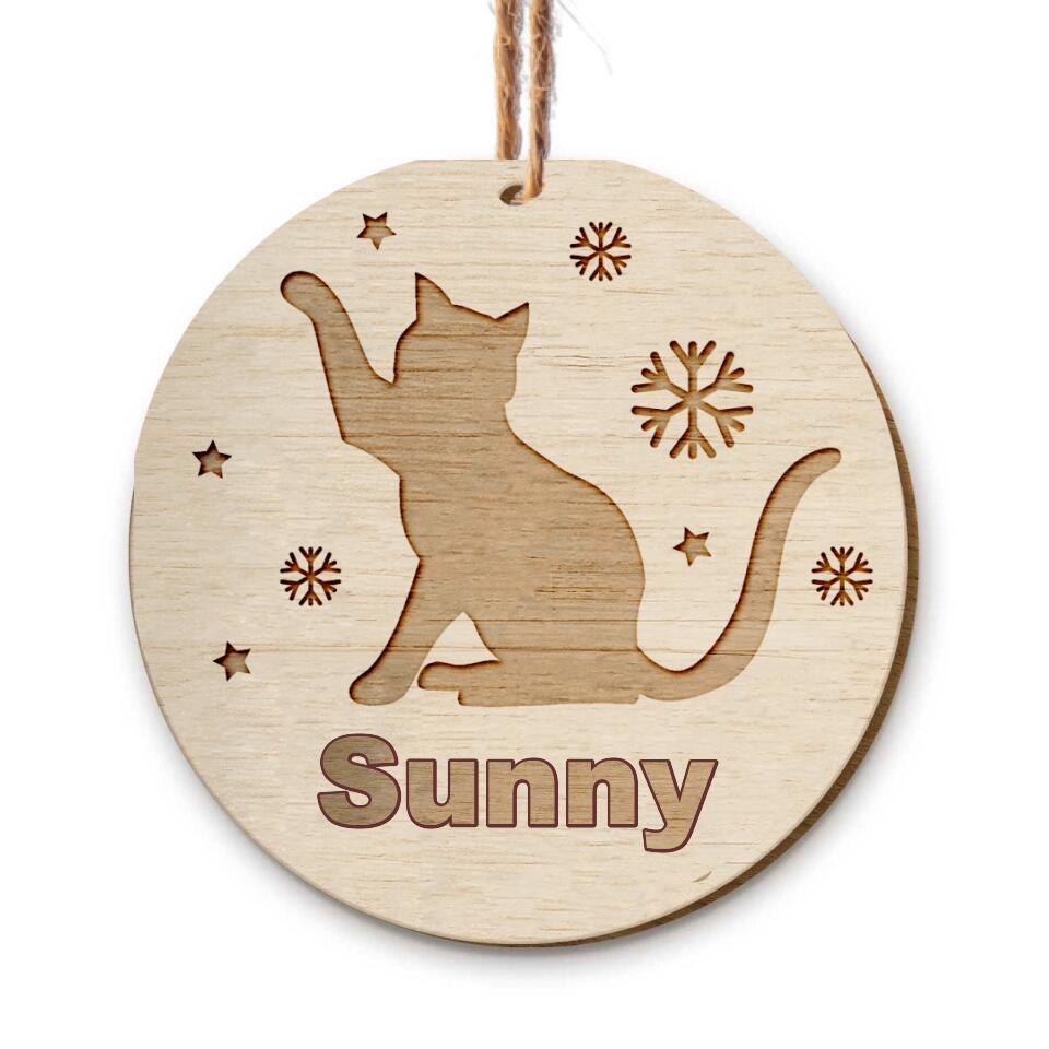 Personalized Cat Ornament, Christmas Cat Ornament, Christmas Tree Decoration, Custom Cat Shape, Cat Name Engraved, Cat Breed