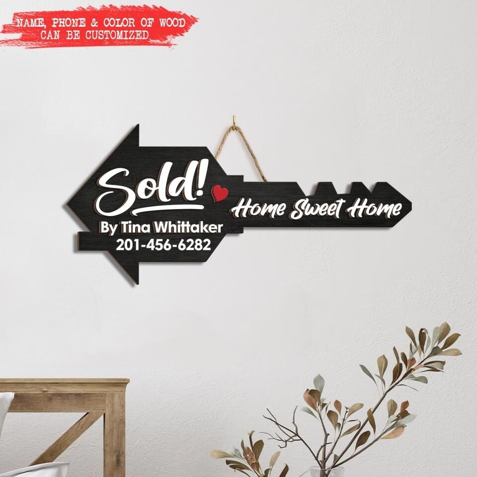 Personalized Real Estate Key | Sold Wood House Key | Sold Sign | Realty Estate Closing Gift