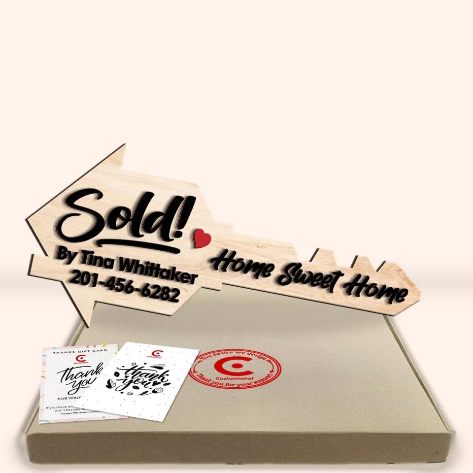 Personalized Real Estate Key | Sold Wood House Key | Sold Sign | Realty Estate Closing Gift