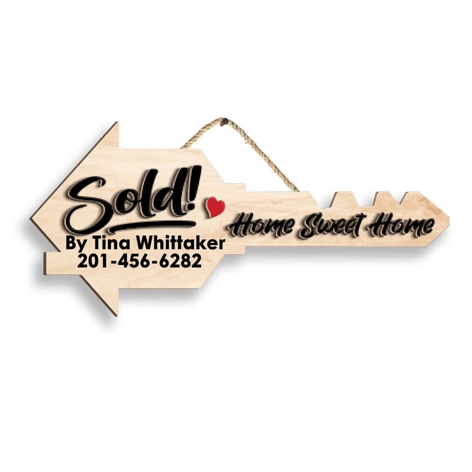 Personalized Real Estate Key | Sold Wood House Key | Sold Sign | Realty Estate Closing Gift