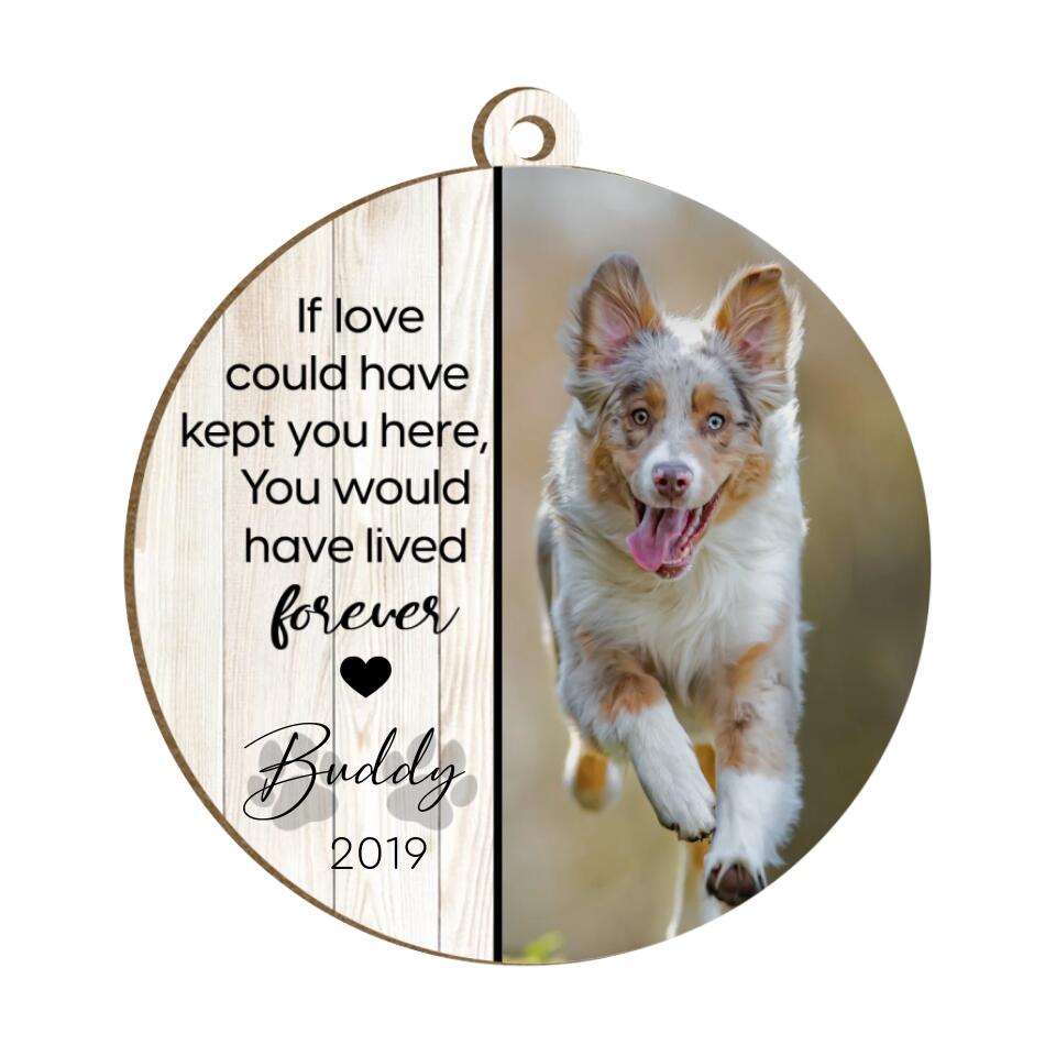 No Longer By Our Side - Personalized Pet Sympathy Gift - Christmas Photo Ornament