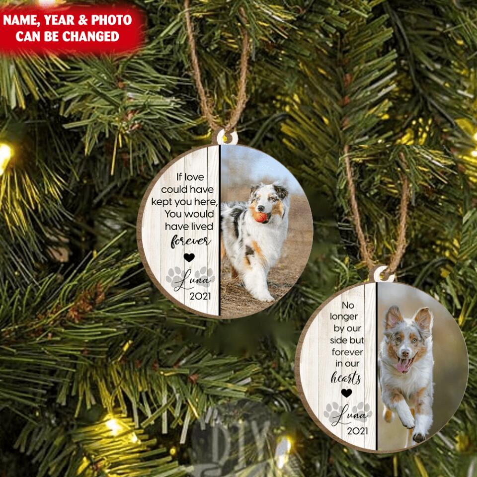 No Longer By Our Side - Personalized Pet Sympathy Gift - Christmas Photo Ornament