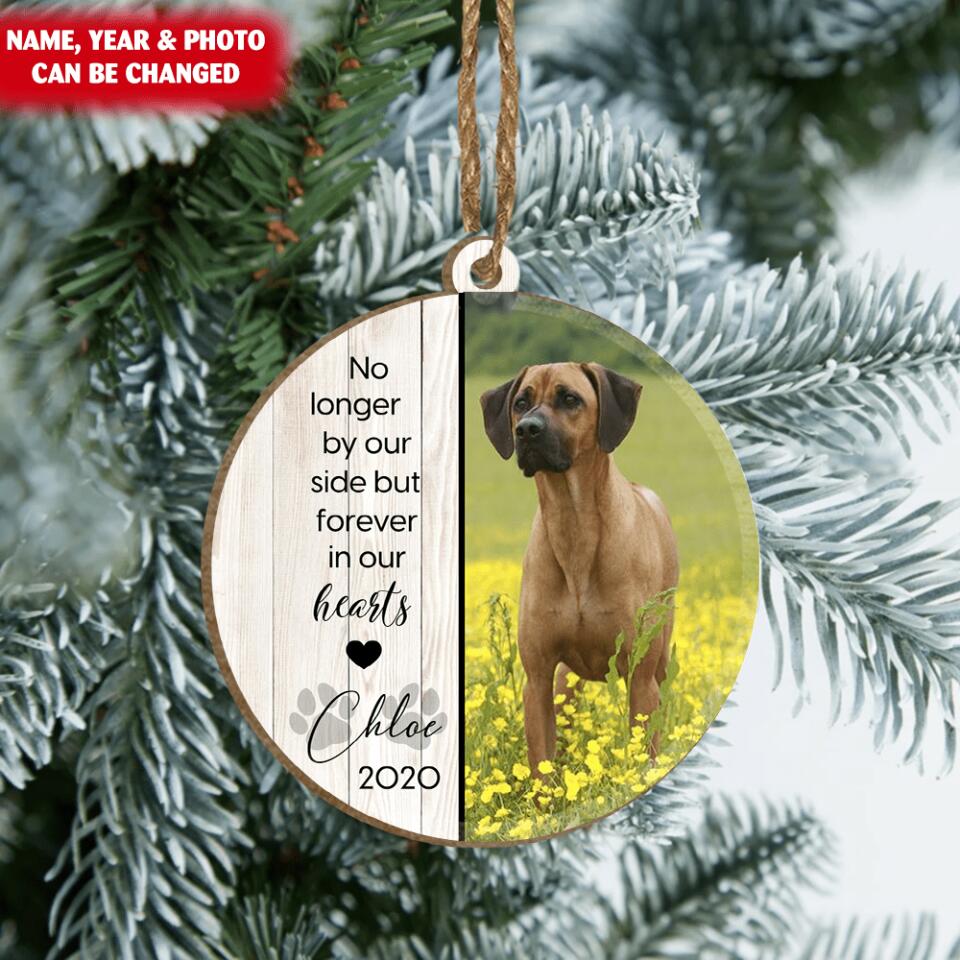 No Longer By Our Side - Personalized Pet Sympathy Gift - Christmas Photo Ornament