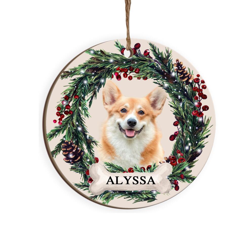 Personalized Pet Ornament, Custom Dog Christmas Ornament, Pet Memorial Ornament