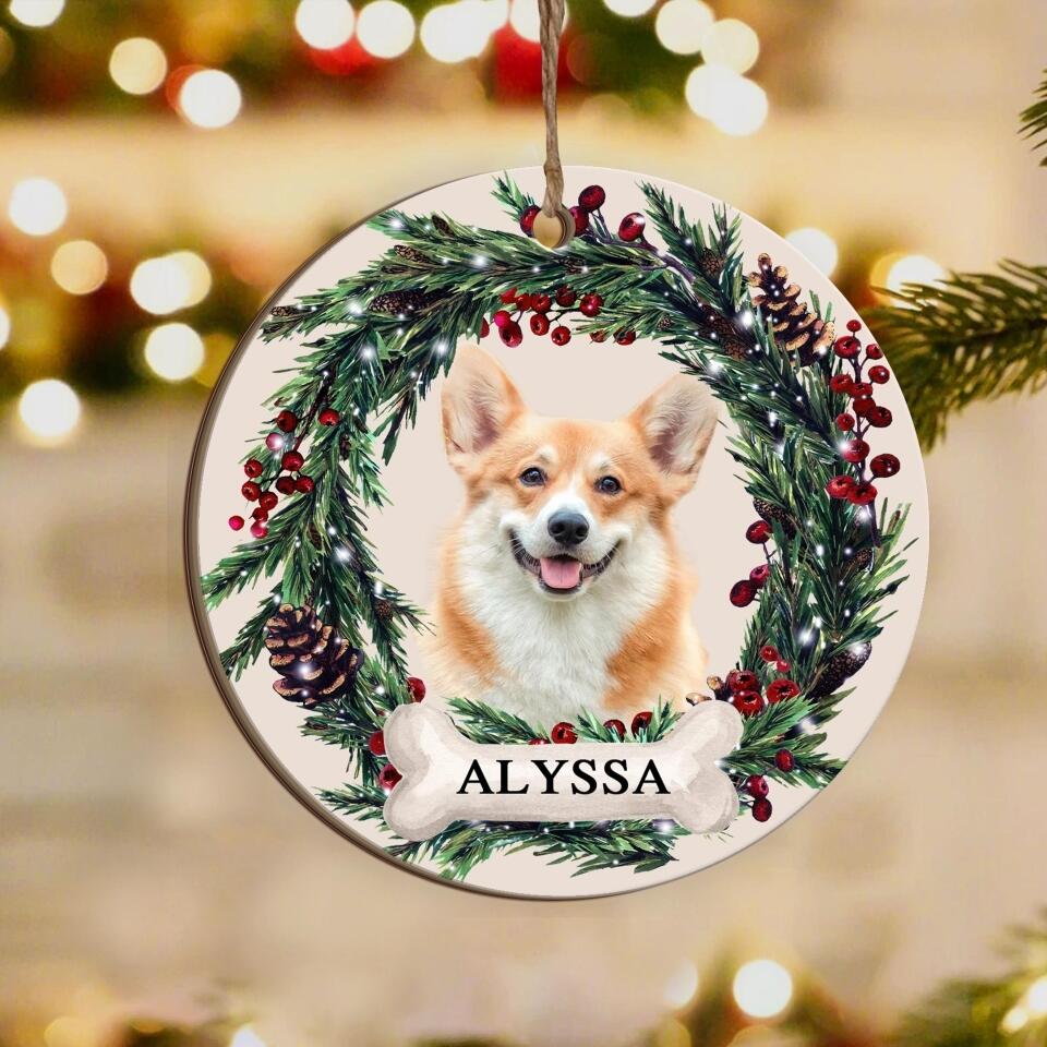 Personalized Pet Ornament, Custom Dog Christmas Ornament, Pet Memorial Ornament