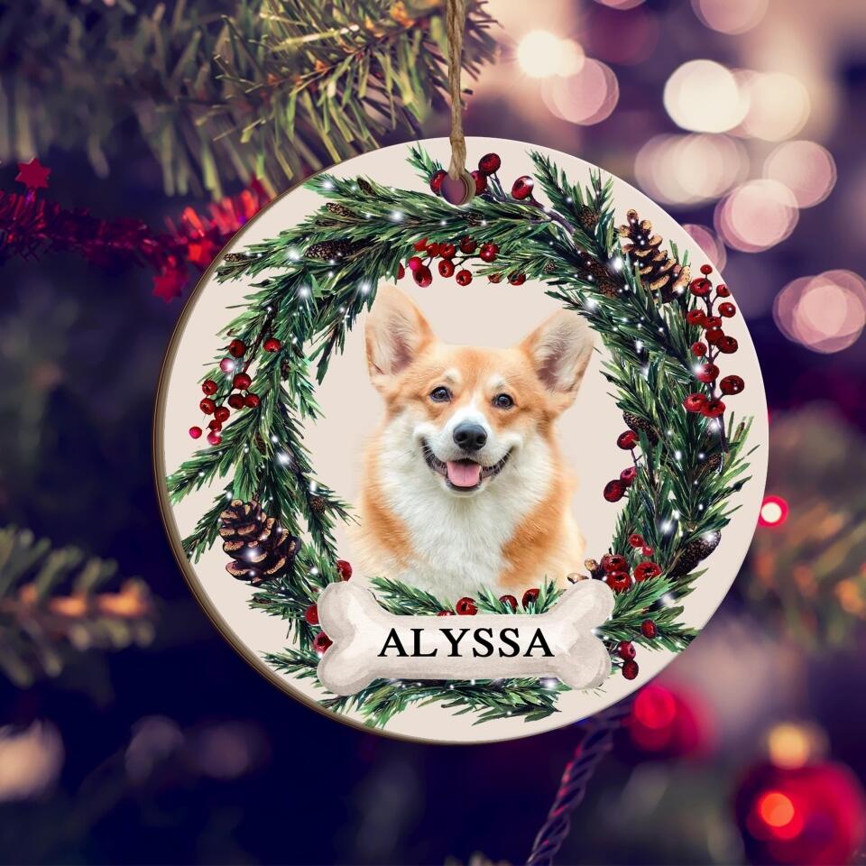 Personalized Pet Ornament, Custom Dog Christmas Ornament, Pet Memorial Ornament