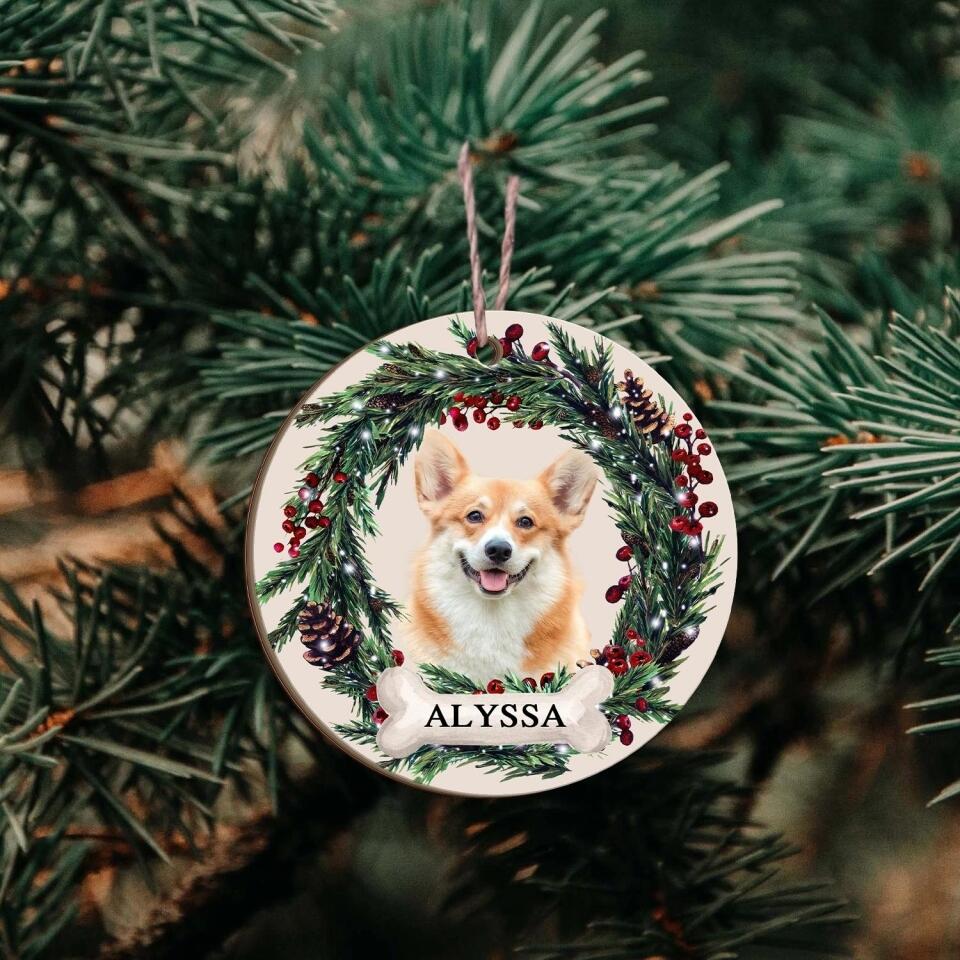 Personalized Pet Ornament, Custom Dog Christmas Ornament, Pet Memorial Ornament