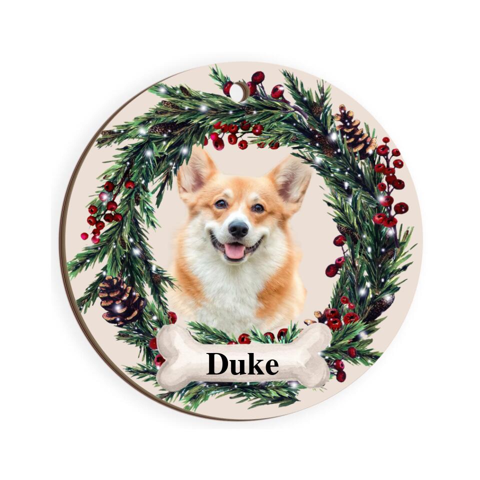 Personalized Pet Ornament, Custom Dog Christmas Ornament, Pet Memorial Ornament