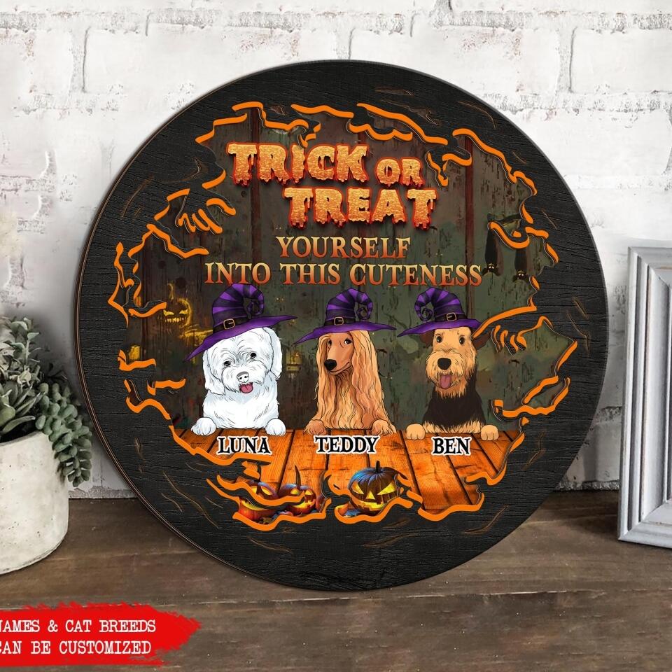 Trick Or Treat Yourself Into This Cuteness - Personalized 2 Layer Sign