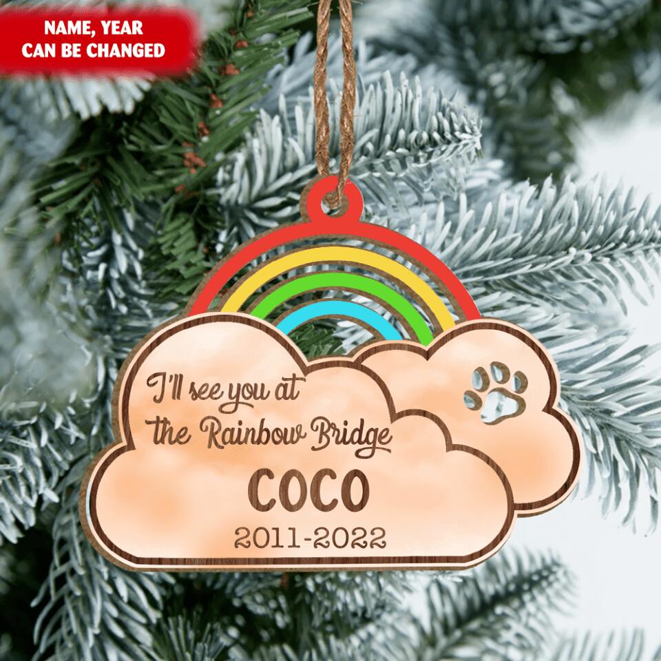 Rainbow Bridge Personalized Ornament, Pet Memorial Ornament, Pet Loss Christmas Ornament, Dog Memorial Ornament, Cat Memorial Wood