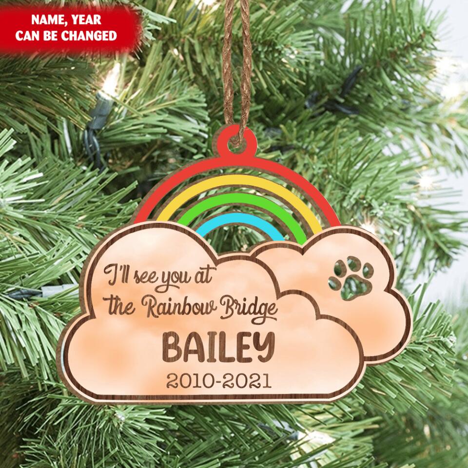 Rainbow Bridge Personalized Ornament, Pet Memorial Ornament, Pet Loss Christmas Ornament, Dog Memorial Ornament, Cat Memorial Wood