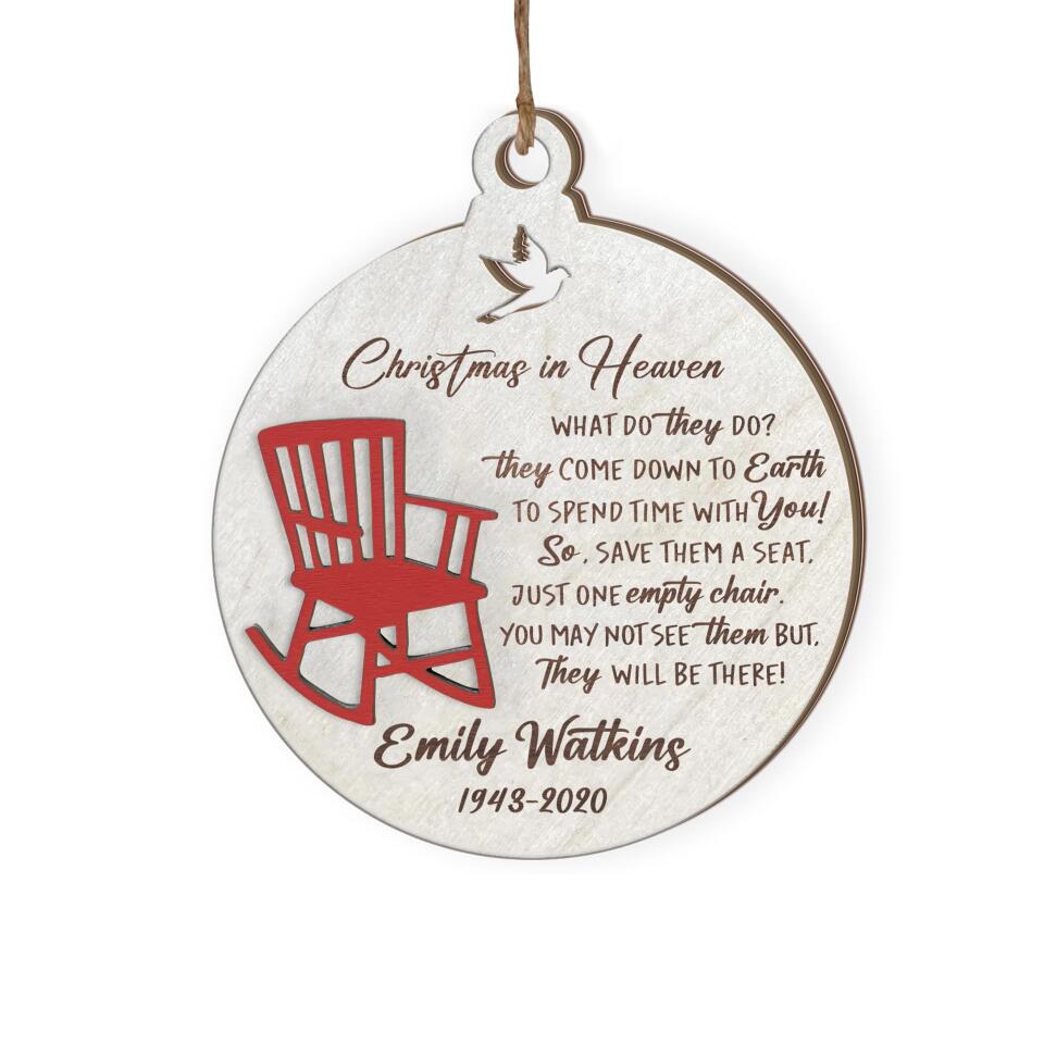 Christmas in Heaven - Personalized Memorial Christmas Ornament, Bereavement Gift