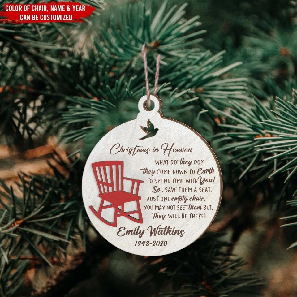 Christmas in Heaven - Personalized Memorial Christmas Ornament, Bereavement Gift