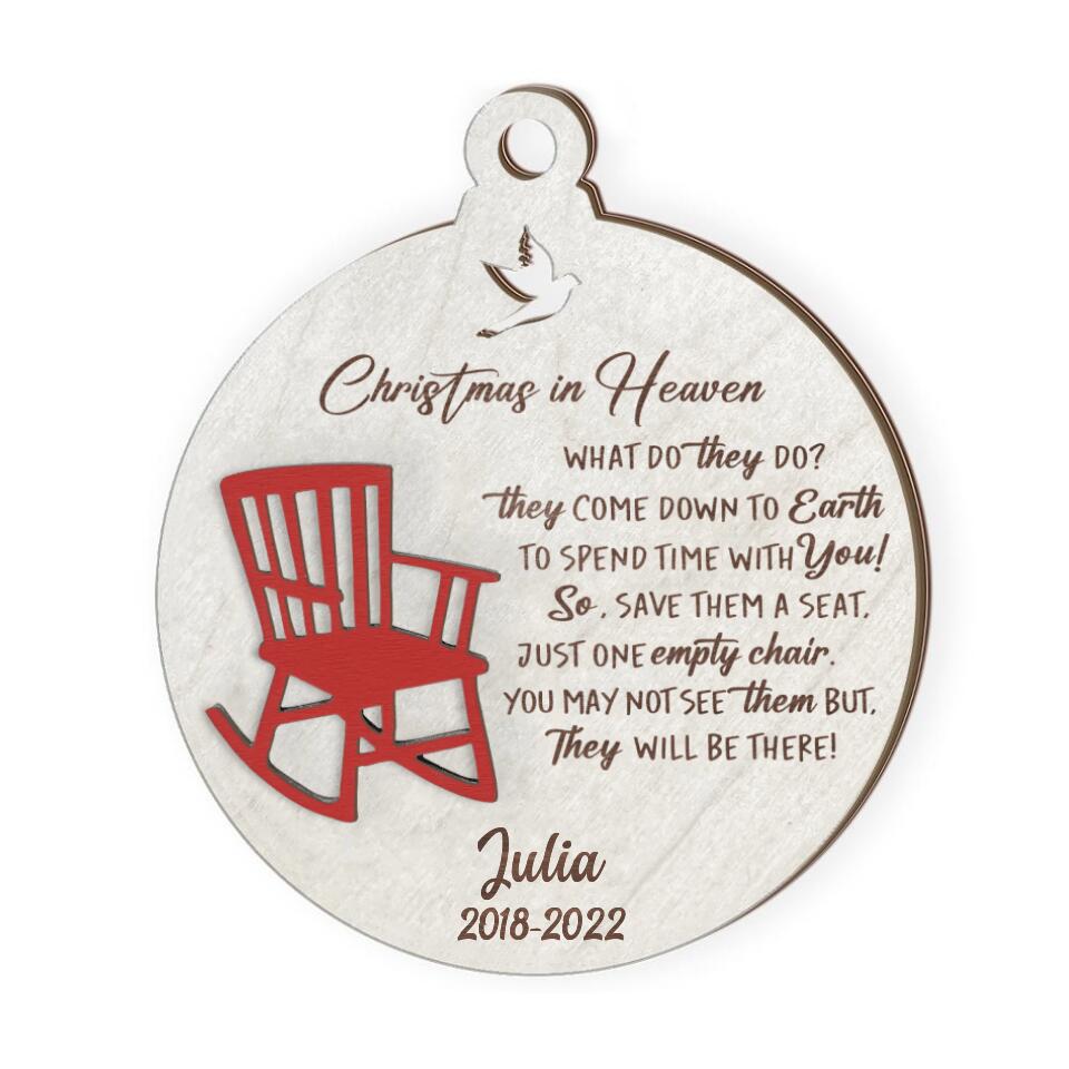 Christmas in Heaven - Personalized Memorial Christmas Ornament, Bereavement Gift