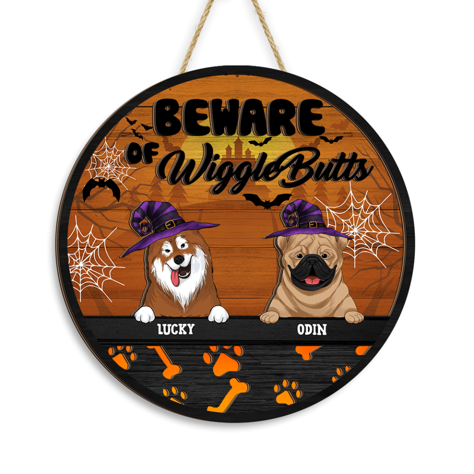 Beware Of The WiggleButts - Personalized 2 Layer Sign