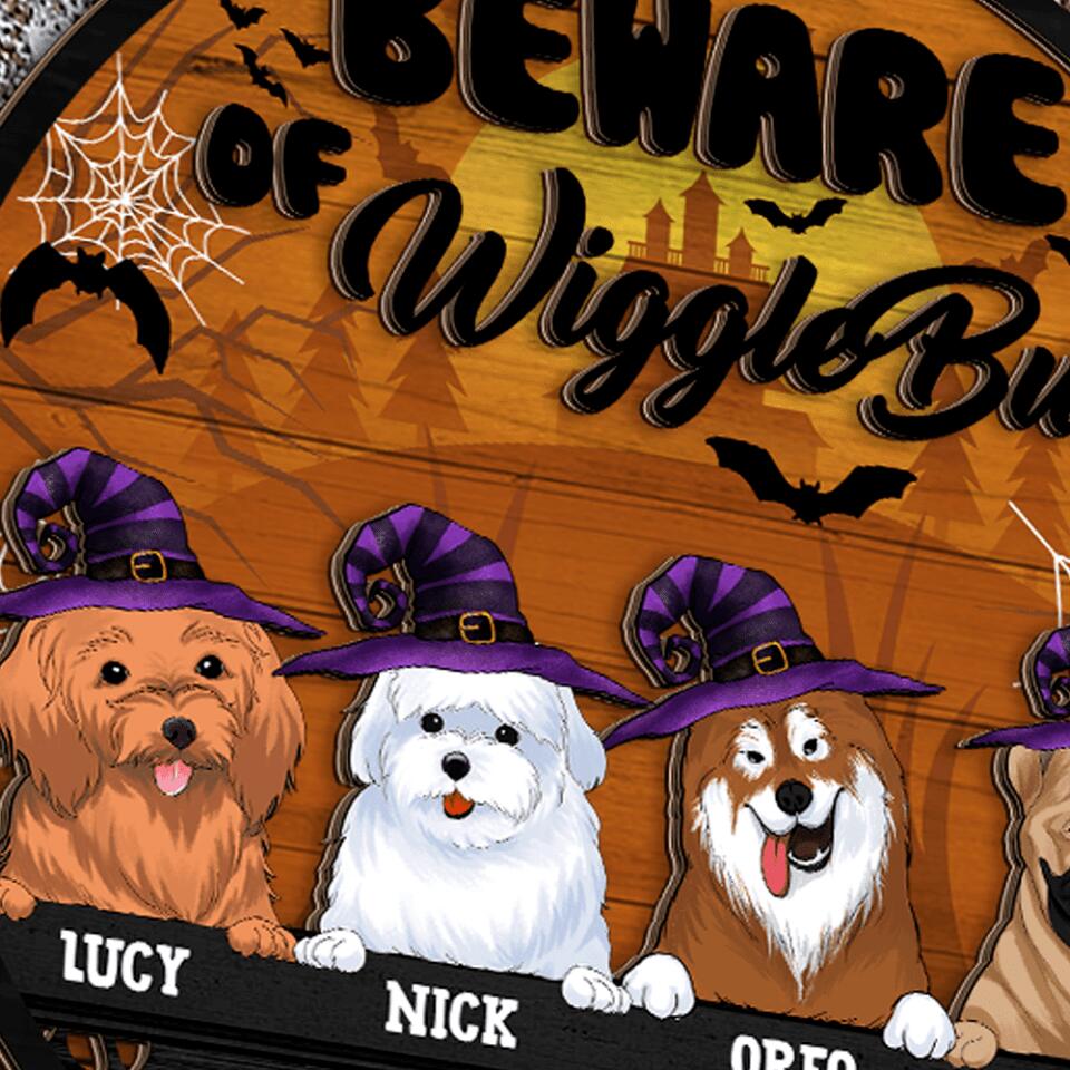 Beware Of The WiggleButts - Personalized 2 Layer Sign