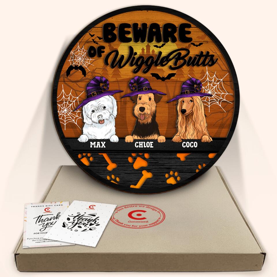 Beware Of The WiggleButts - Personalized 2 Layer Sign