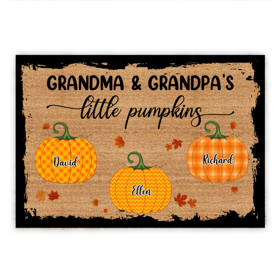 Grandma&#39;s &amp; Grandpa&#39;s Little Pumpkin - Personalized Doormat, Home Decor