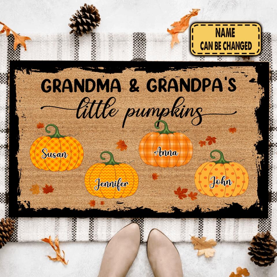 Grandma's & Grandpa's Little Pumpkin - Personalized Doormat, Home Decor