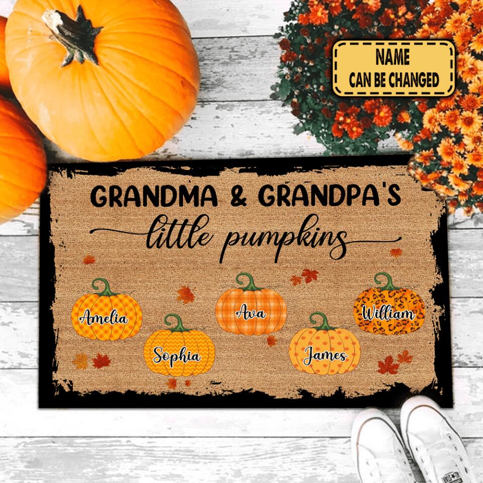 Grandma's & Grandpa's Little Pumpkin - Personalized Doormat, Home Decor