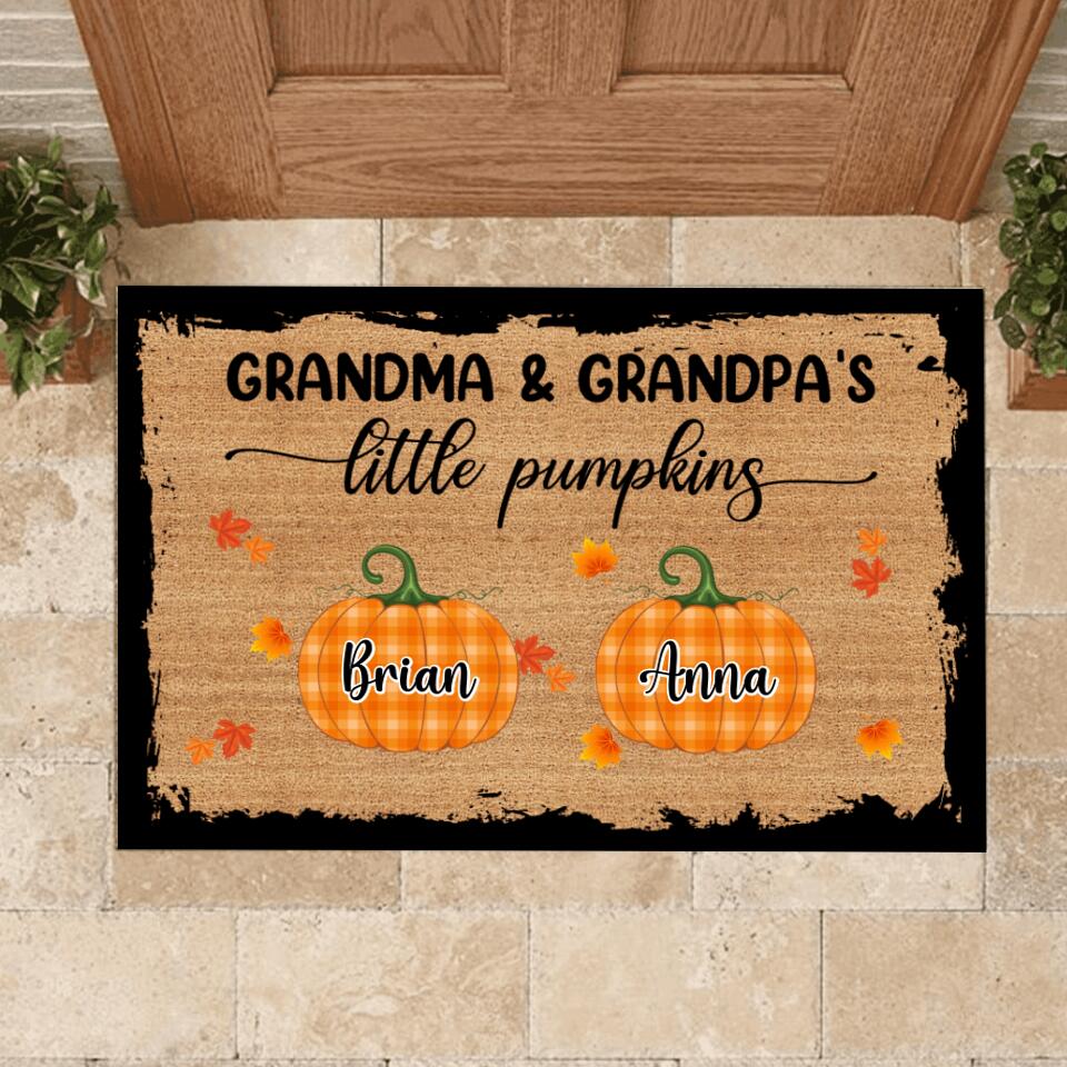 Grandma's & Grandpa's Little Pumpkin - Personalized Doormat, Home Decor