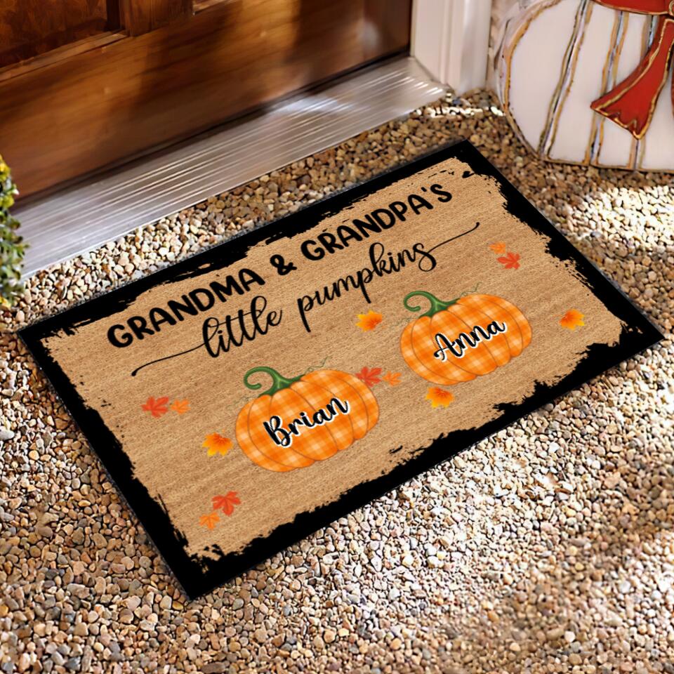 Grandma's & Grandpa's Little Pumpkin - Personalized Doormat, Home Decor