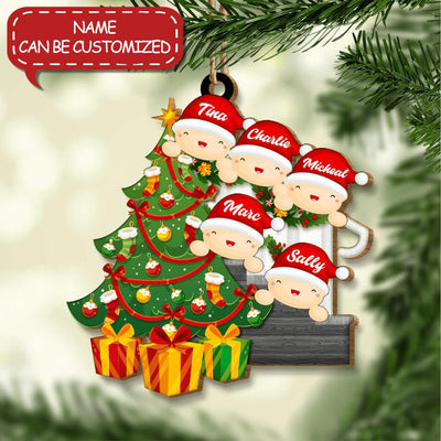 Family Christmas Ornament - Personalized Wooden Cutout Ornament