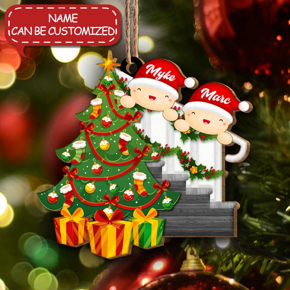 Family Christmas Ornament - Personalized Wooden Cutout Ornament