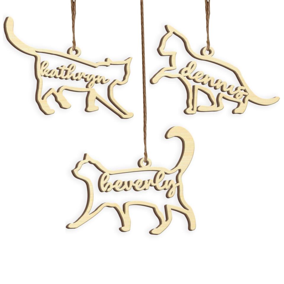 Custom Cat Ornament, Custom Christmas Wooden Cutout Ornament